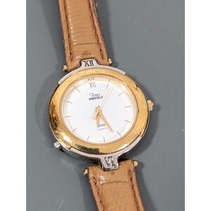 Timex Indiglo Womens Quartz Watch With Gold-Tone Bezel & Tan‎ Leather Band
